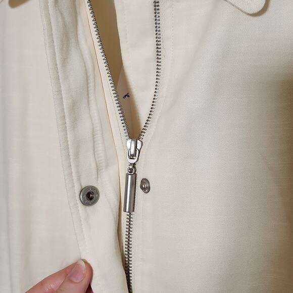 7 FOR ALL MANKIND Ivory Jacket with Eyelet Sleeves, Size Medium - Picture 10 of 14